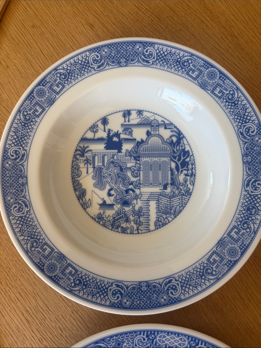Set of 4 Blue & White Ceramic Soup Bowls with Whimsical Designs - Picture 5 of 13